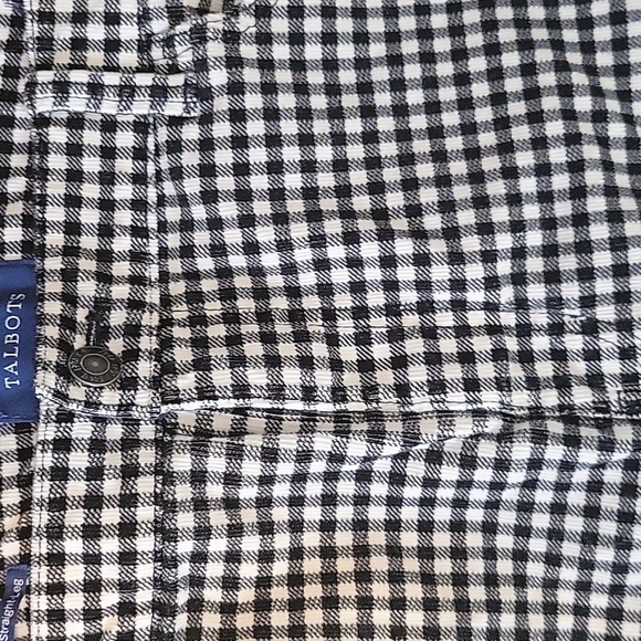 Talbots Black And White Plaid Pants High Waist Straight Leg Plus Size 16 - Picture 4 of 6
